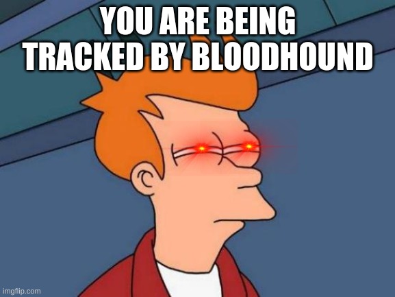 Futurama Fry Meme |  YOU ARE BEING TRACKED BY BLOODHOUND | image tagged in memes,futurama fry | made w/ Imgflip meme maker
