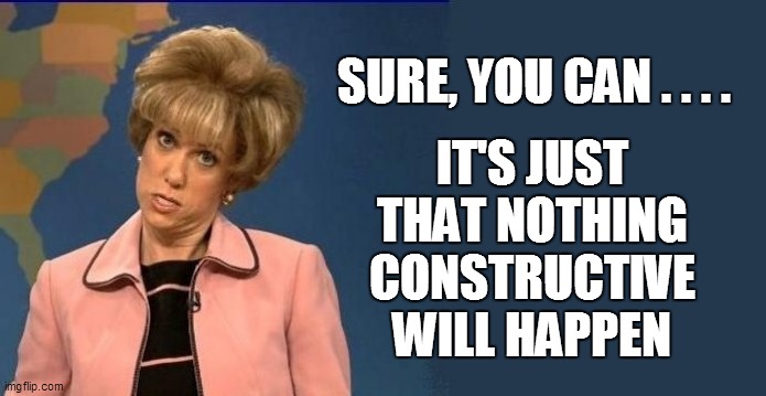 SURE, YOU CAN . . . . IT'S JUST THAT NOTHING CONSTRUCTIVE WILL HAPPEN | made w/ Imgflip meme maker