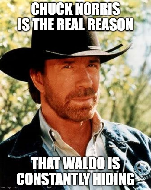 Where is He? | CHUCK NORRIS IS THE REAL REASON; THAT WALDO IS CONSTANTLY HIDING | image tagged in memes,chuck norris | made w/ Imgflip meme maker