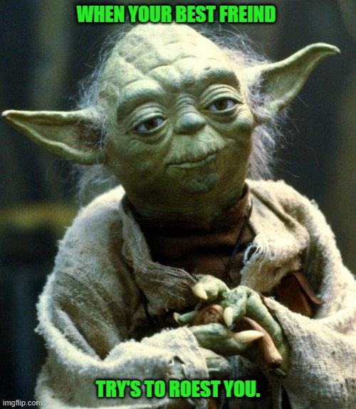 Star Wars Yoda Meme | WHEN YOUR BEST FREIND; TRY'S TO ROEST YOU. | image tagged in memes,star wars yoda | made w/ Imgflip meme maker