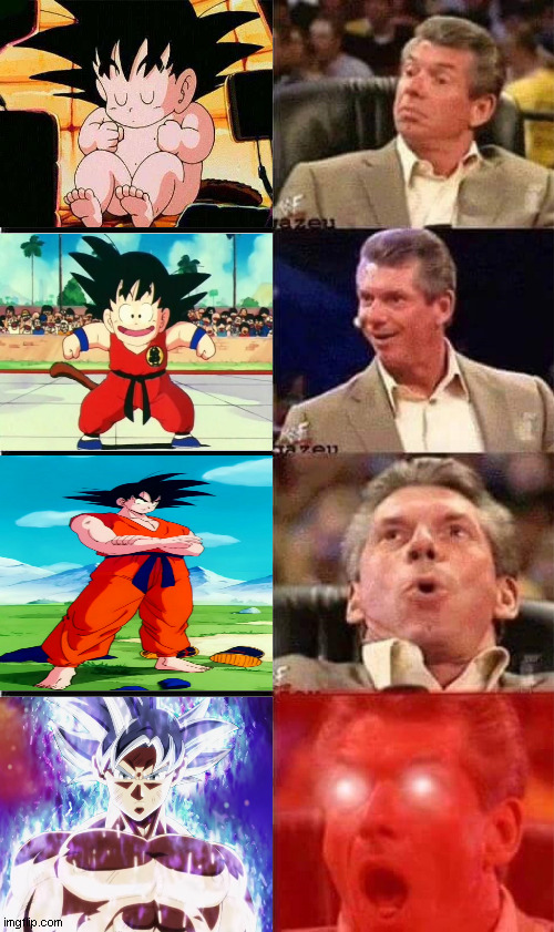 Vince McMahon Reaction w/Glowing Eyes | image tagged in vince mcmahon reaction w/glowing eyes,dragon ball | made w/ Imgflip meme maker