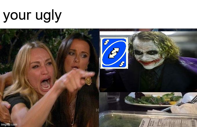 Woman Yelling At Cat | your ugly | image tagged in memes,woman yelling at cat | made w/ Imgflip meme maker