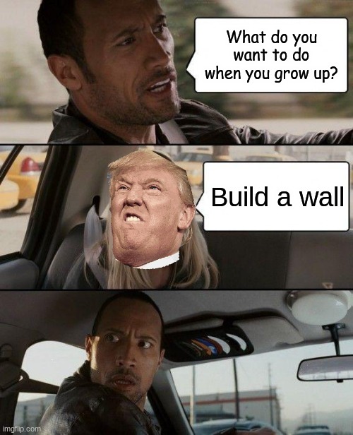 The Rock Driving | What do you want to do when you grow up? Build a wall | image tagged in memes,the rock driving | made w/ Imgflip meme maker