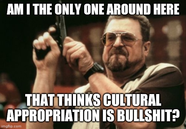 Sorry but cultural appropriation is stupid | AM I THE ONLY ONE AROUND HERE; THAT THINKS CULTURAL APPROPRIATION IS BULLSHIT? | image tagged in memes,am i the only one around here,cultural appropriation | made w/ Imgflip meme maker