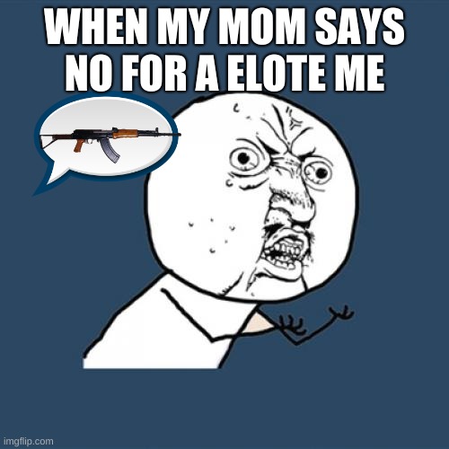 Y U No | WHEN MY MOM SAYS NO FOR A ELOTE ME | image tagged in memes,y u no | made w/ Imgflip meme maker