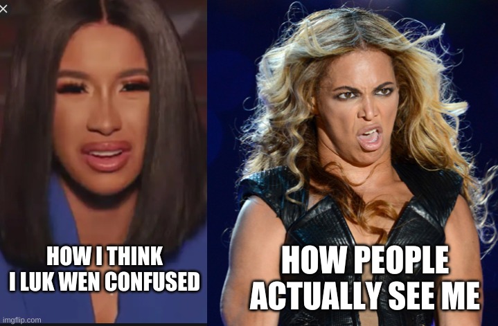 HOW PEOPLE ACTUALLY SEE ME; HOW I THINK I LUK WEN CONFUSED | image tagged in celebrity confused | made w/ Imgflip meme maker