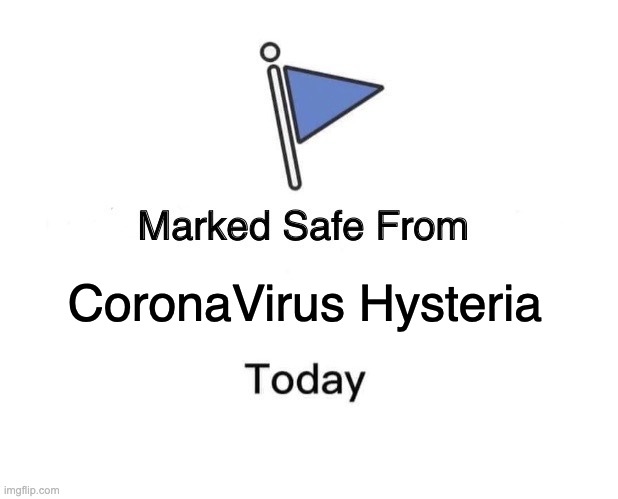 Marked Safe From Meme | CoronaVirus Hysteria | image tagged in memes,marked safe from | made w/ Imgflip meme maker
