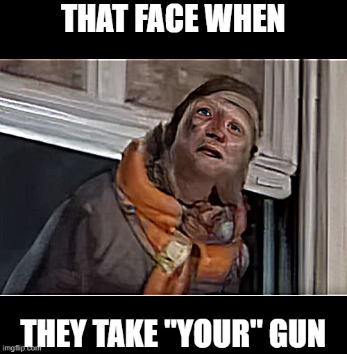 "No Scope Russell's" Gun | THAT FACE WHEN; THEY TAKE "YOUR" GUN | image tagged in 8krussell | made w/ Imgflip meme maker