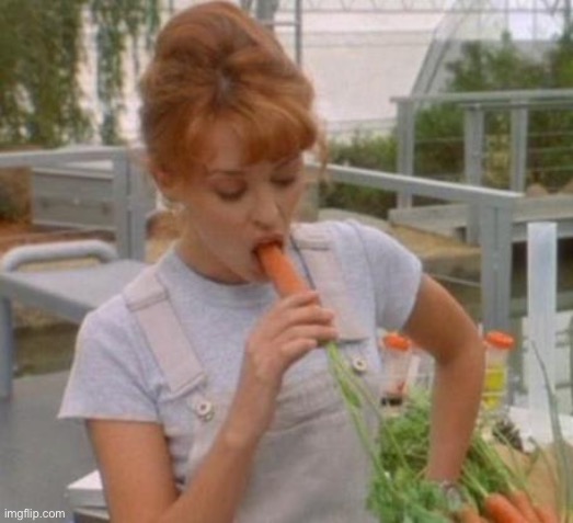 Carrot intensifies | image tagged in kylie carrot,carrots,carrot,redhead,actress,oral sex | made w/ Imgflip meme maker