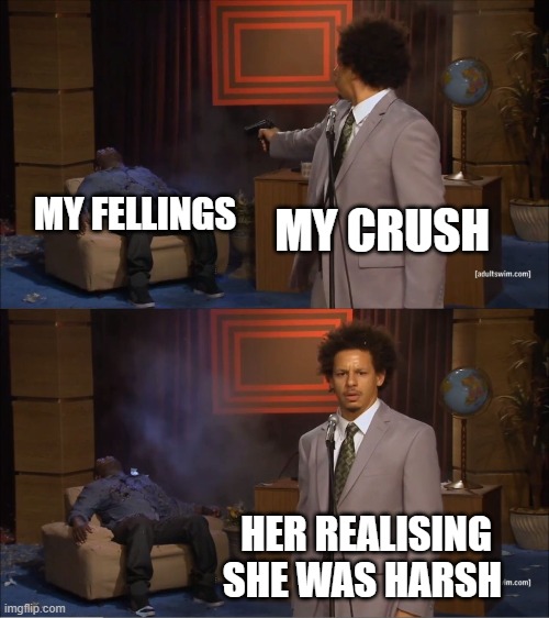 Who Killed Hannibal | MY FELLINGS; MY CRUSH; HER REALISING SHE WAS HARSH | image tagged in memes,who killed hannibal | made w/ Imgflip meme maker