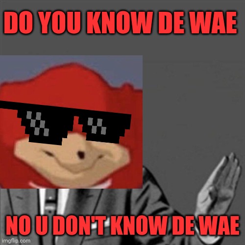 DO YOU KNOW DE WAE; NO U DON'T KNOW DE WAE | image tagged in correction guy,dank memes,de wae,ugandan knuckles,memes,do you know da wae | made w/ Imgflip meme maker
