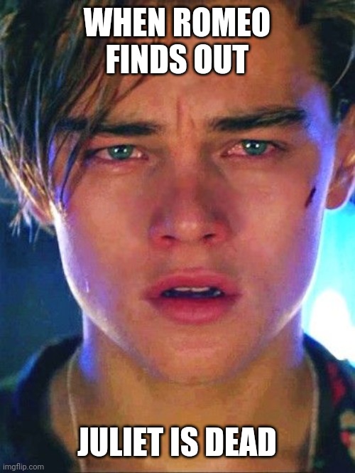 Romeo and Juliet meme | WHEN ROMEO FINDS OUT; JULIET IS DEAD | image tagged in romeo and juliet meme | made w/ Imgflip meme maker