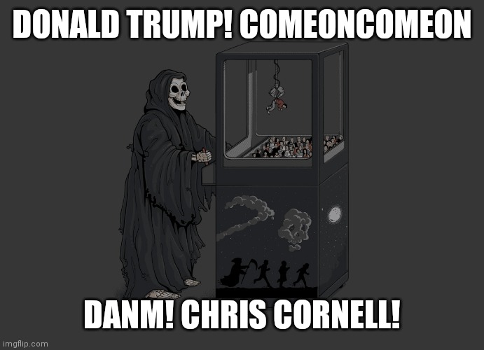 Angel of Death | DONALD TRUMP! COMEONCOMEON; DANM! CHRIS CORNELL! | image tagged in angel of death | made w/ Imgflip meme maker