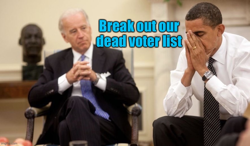 Biden Obama | Break out our dead voter list | image tagged in biden obama | made w/ Imgflip meme maker