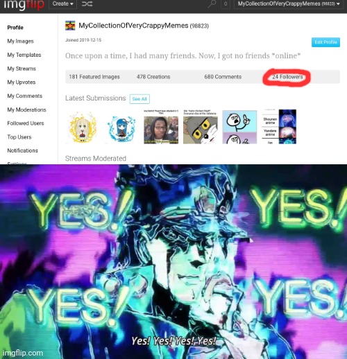 Thanks for 24 followers! | image tagged in anime yes yes yes yes,followers,imgflip | made w/ Imgflip meme maker