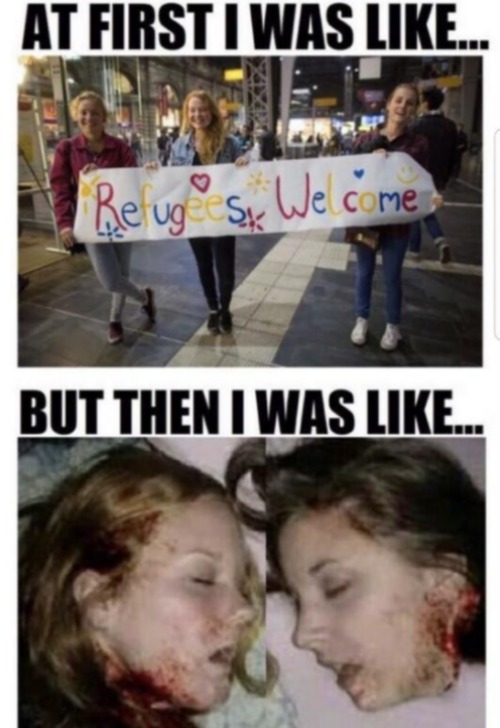 Refugees Welcome: Here's What Stupid Gets You | image tagged in refugees,syrian refugees,stupid liberals,special kind of stupid,retarded liberal protesters,sharia law | made w/ Imgflip meme maker