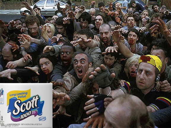 Zombies Approaching | image tagged in zombies approaching,toilet paper,coronavirus,apocalypse | made w/ Imgflip meme maker