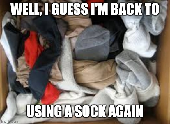 WELL, I GUESS I'M BACK TO; USING A SOCK AGAIN | image tagged in memes,coronavirus,meanwhile on imgflip,toilet paper,none | made w/ Imgflip meme maker