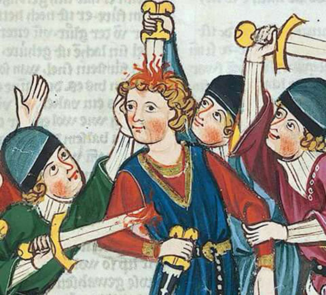 Suffering Middle Ages Poke Head With A Sword Blank Meme Template