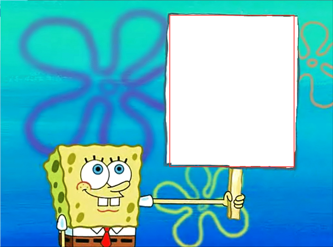 High Quality Sponge bob holding sign Blank Meme Template