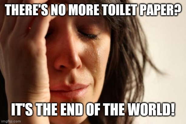 Q&A - What Worse Now: Coronavirus or NO more TP?! | THERE'S NO MORE TOILET PAPER? IT'S THE END OF THE WORLD! | image tagged in first world problems,coronavirus,oh shit,no more toilet paper,snowflake,the great awakening | made w/ Imgflip meme maker