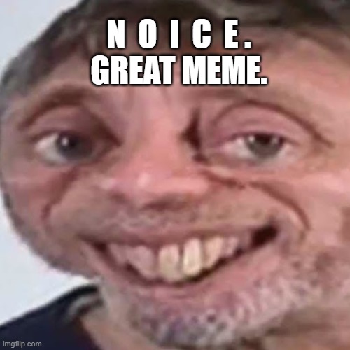 Noice | N  O  I  C  E .
GREAT MEME. | image tagged in noice | made w/ Imgflip meme maker