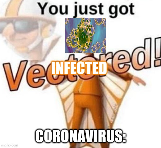 You just got vectored | INFECTED; CORONAVIRUS: | image tagged in you just got vectored | made w/ Imgflip meme maker