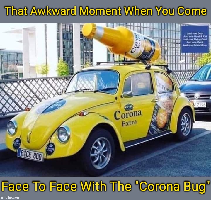 Have You Noticed It's Everywhere?? | That Awkward Moment When You Come; Face To Face With The "Corona Bug" | image tagged in memes,coronavirus,covid-19 | made w/ Imgflip meme maker