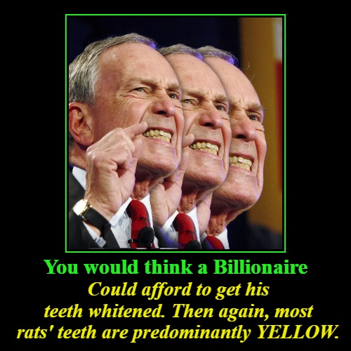 You would think a billionaire could afford to get his teeth whitened... | You would think a Billionaire | Could afford to get his teeth whitened. Then again, most rats' teeth are predominantly YELLOW. | image tagged in funny,demotivationals,rats,yellow teeth,demorats,rodents | made w/ Imgflip demotivational maker