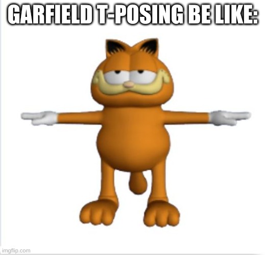 garfield t-pose | GARFIELD T-POSING BE LIKE: | image tagged in garfield t-pose | made w/ Imgflip meme maker