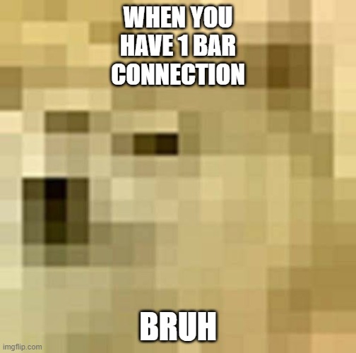 Blurry Doge | WHEN YOU
HAVE 1 BAR
CONNECTION; BRUH | image tagged in blurry doge | made w/ Imgflip meme maker