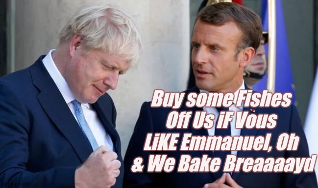 Buy some Fishes Off Us iF Vous LiKE Emmanuel, Oh  & We Bake Breaaaayd | image tagged in emmanuel macron,george soros,european union,eu,fish,fishing | made w/ Imgflip meme maker