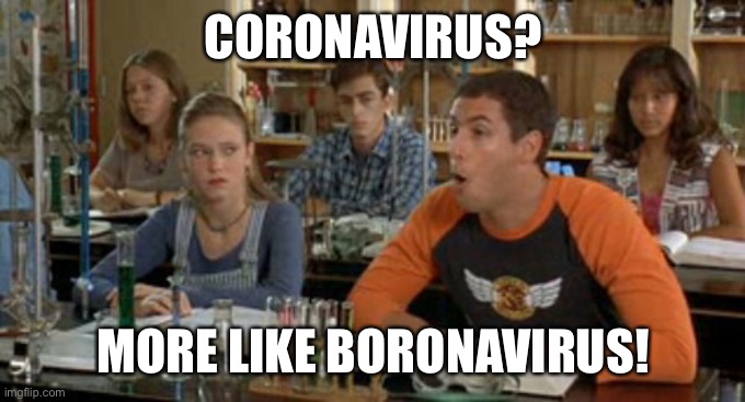 Billy Madison Chlorophyll | CORONAVIRUS? MORE LIKE BORONAVIRUS! | image tagged in billy madison chlorophyll | made w/ Imgflip meme maker