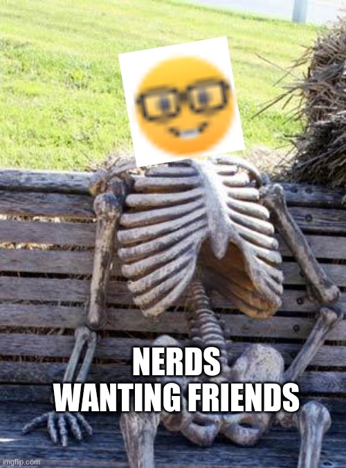 Waiting Skeleton | NERDS WANTING FRIENDS | image tagged in memes,waiting skeleton | made w/ Imgflip meme maker