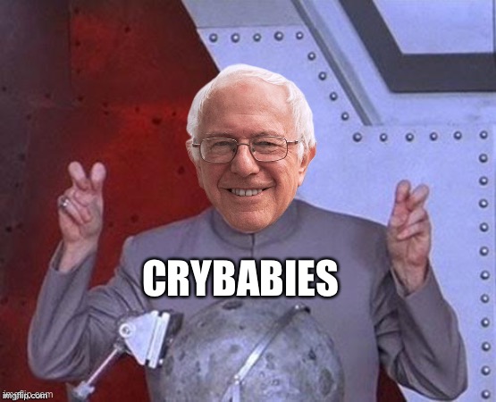 Dr Evil Bernie | CRYBABIES | image tagged in dr evil bernie | made w/ Imgflip meme maker
