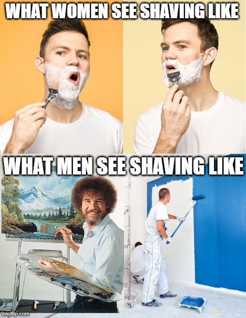 WHAT WOMEN SEE SHAVING LIKE; WHAT MEN SEE SHAVING LIKE | image tagged in shaving,men vs women | made w/ Imgflip meme maker