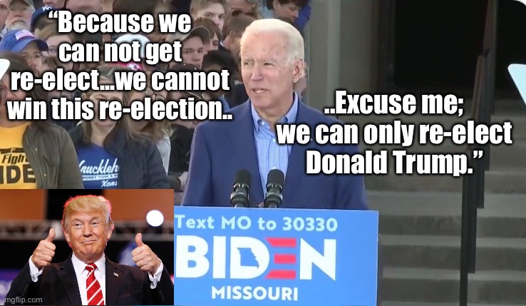 And you know the thing! | “Because we can not get re-elect...we cannot win this re-election.. ..Excuse me; we can only re-elect Donald Trump.” | image tagged in maga | made w/ Imgflip meme maker
