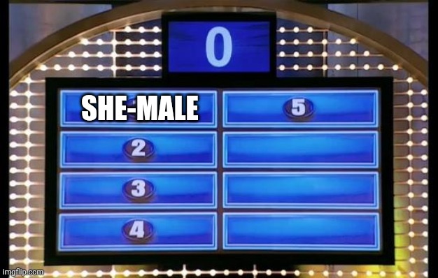 family feud | SHE-MALE | image tagged in family feud | made w/ Imgflip meme maker