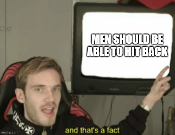 and that's a fact | MEN SHOULD BE ABLE TO HIT BACK | image tagged in and that's a fact | made w/ Imgflip meme maker