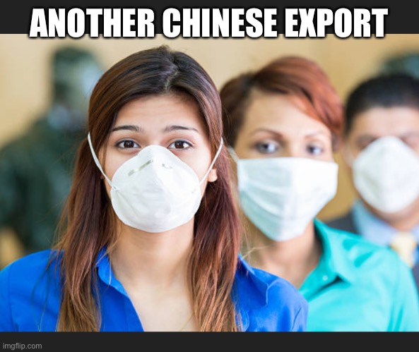 People wearing flu masks | ANOTHER CHINESE EXPORT | image tagged in people wearing flu masks | made w/ Imgflip meme maker