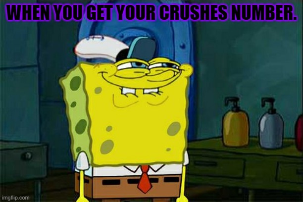 Don't You Squidward | WHEN YOU GET YOUR CRUSHES NUMBER. | image tagged in memes,dont you squidward | made w/ Imgflip meme maker