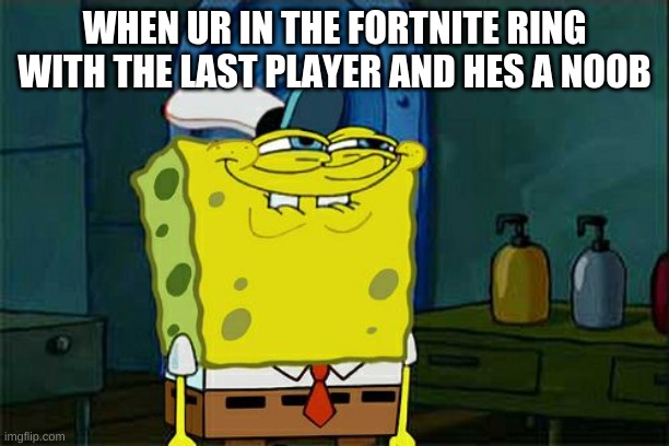 Don't You Squidward | WHEN UR IN THE FORTNITE RING WITH THE LAST PLAYER AND HES A NOOB | image tagged in memes,dont you squidward | made w/ Imgflip meme maker