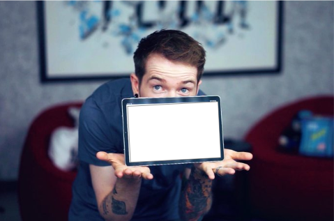 DanTDM tablet thing that you can write words on it, so funny Blank Meme Template
