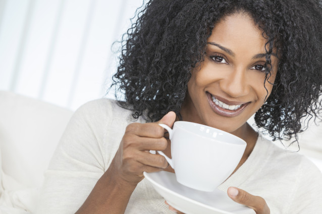 Black woman drinking tea Blank Meme Template