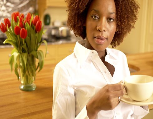 Black woman with a teacup Blank Meme Template