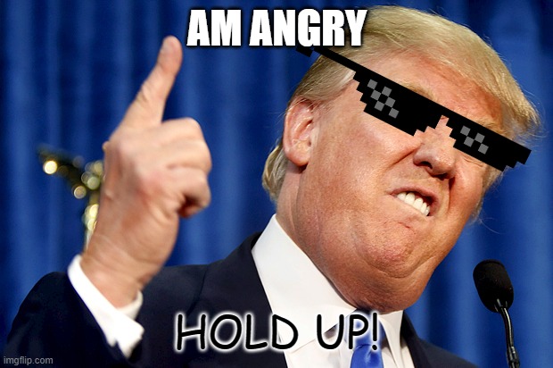 AM ANGRY HOLD UP! | image tagged in donald trump | made w/ Imgflip meme maker