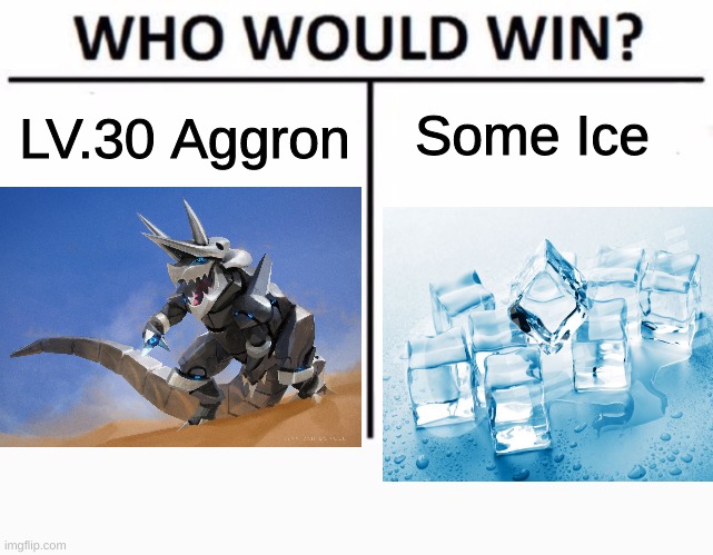 Who Would Win? Meme | Some Ice; LV.30 Aggron | image tagged in memes,who would win,pokemon,funny memes | made w/ Imgflip meme maker