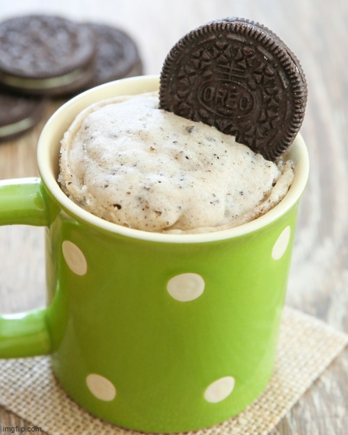 Cookie and Cream Mug Cake | made w/ Imgflip meme maker