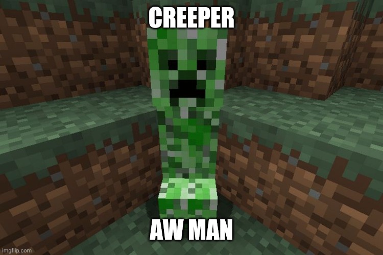 creeper aww man | CREEPER AW MAN | image tagged in creeper aww man | made w/ Imgflip meme maker