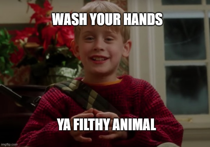 WASH YOUR HANDS; YA FILTHY ANIMAL | made w/ Imgflip meme maker
